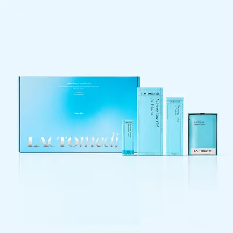 LACTOMEDI Bestie Box Intimate Care Kit – pH Balanced Feminine Hygiene Set with Intimate Care Gel, Foaming Wash, Deodorant Spray & Feminine Wipes for Daily Freshness