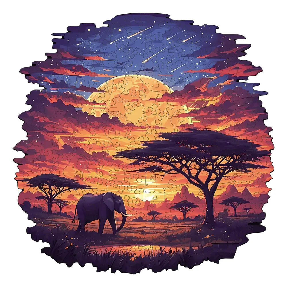 Wooden Puzzle Sunset Landscape, High Difficulty Toy for Adults, Focus Training, Halloween Christmas Birthday Gift, Home Decor, Creative Puzzle, Wooden Jigsaw Puzzle