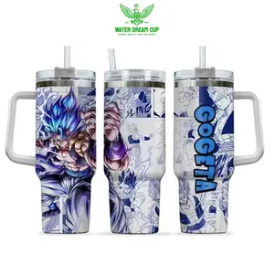[WDC] G0geta Super Saiyan 40oz Tumbler With Handle – Anime Fusion Warrior Stainless Steel Cup, Saiyan Power Graphic Tumbler, Double Wall Iced Coffee Cup, Manga Style Drinkware, Gift For Anime Fans
