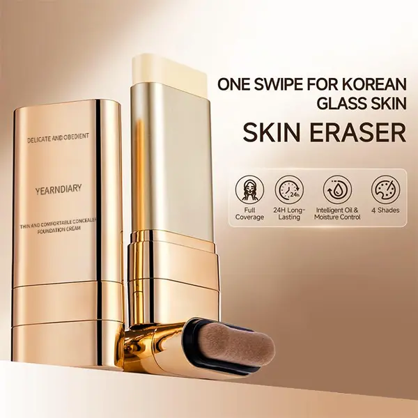 2-in-1 Concealer & Highlighter Makeup Cosmetic, Compact Foundation Base, Lightweight Moisturizing Nourishing, Long-Lasting Waterproof Sweatproof, 1-Swipe Flawless Buildable Natural Finish, Acne Mark Coverage Nose Shaping Daily Gift