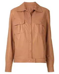 MotorCycleJackets Womens Brown Leather Trucker Jacket