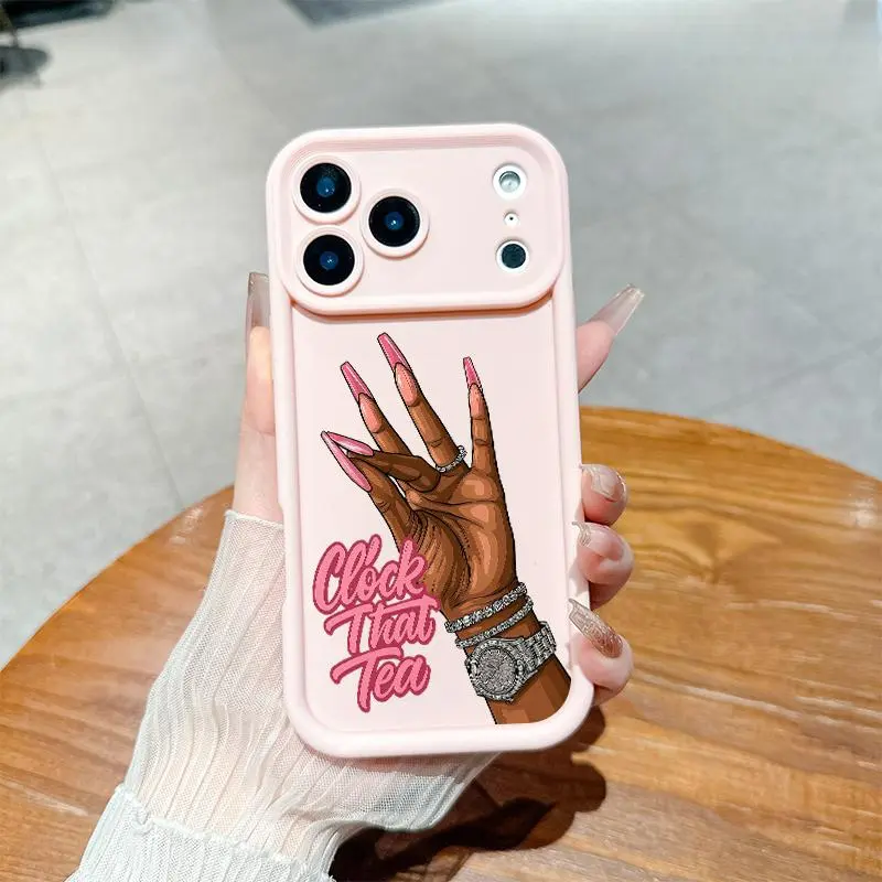 Pink Fashion Creative English Clock That Tea Phone Case for iPhone 17 Pro Max 16 Pro Max 15 Pro 14 13 12 11 Sleek Shockproof Lightweight Cover with Protection Protective iphone 15 pro max case iphone 13 case drop-proof phone case Cellphone Smartphone