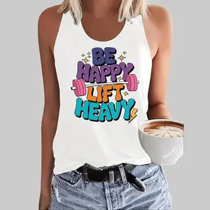 Graphic Print Tank Top, Sleeveless Casual Top for Summer & Spring, Women's Clothing