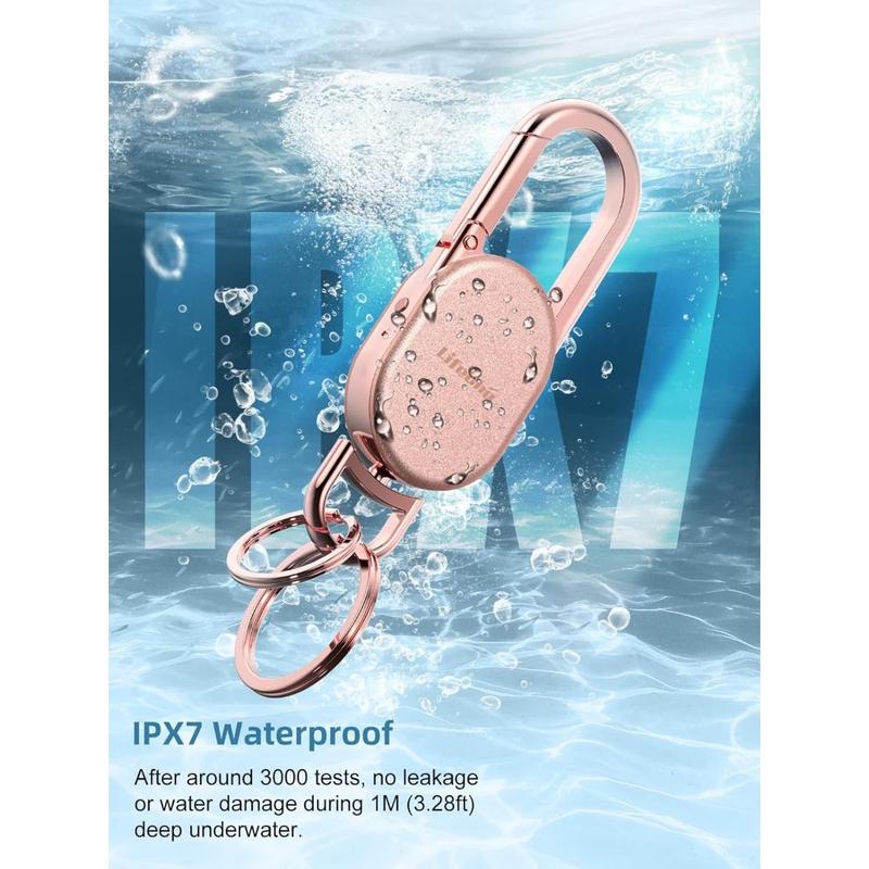 Keychain, Key Finder Built-in Anti-Loss Tracker, Heavy Duty Key Holder, Premium Stainless Steel Keychain Carabiner For Car Keys with GPS Global Locator Tracking Waterproof (Rose Gold)