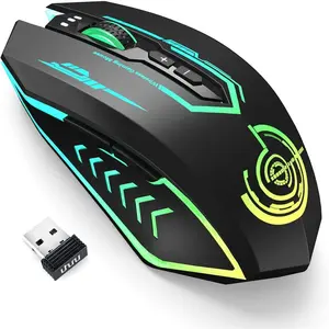 Gaming  Up to 12000 DPI, Rechargeable USB-C   with 7 Buttons 7 Dynamic LED Color  Programmable MMO RPG for PC Laptop, Compatible with Windows