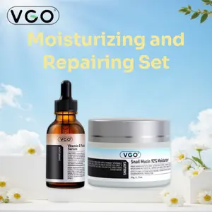 VGO Snail Mucin Moisturizer 50g Daily Face Gel Cream and 30ml Vitamin C Facial Serum Essence moisturizer Skincare Hyaluronic Skin Repair Comfort  Anti-Wrinkle Moisturizing Cream Sensitive Daily Moisturizer Soothing Nourishing