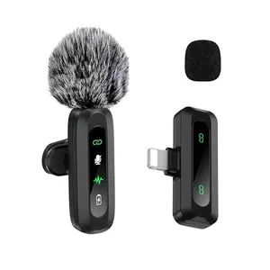 Wireless Microphone, Professional Wireless Microphone for Mobile Phone, Lapel Mic for Video Recording, Teaching, Interviews Podcast, Voice Recorder Device, Audio, USB Rechargeable Mic
