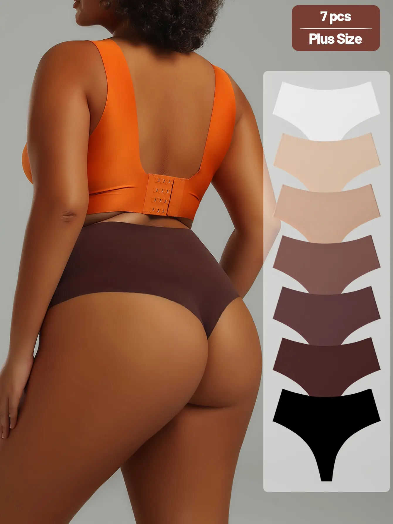 Hotcom 7-Pack (1XL-4XL) Women's Plus Size Panties, Seamless High-Waist Underwear for Everyday Wear, Comfortable Smooth Fit Knickers