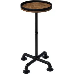 Small Round Side Table for Small Spaces, Pedestal Drink Table with Non-Slip Feet, Martini Table No-Tool Assembly for Living Room, Bedroom, Narrow Corners, Sofa, Bathroom
