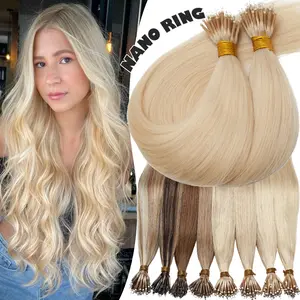50g Nano Ring Human Hair Extensions Micro Loop Beads 100% Remy Hair Extensions Thick 1 g/s 14"-24" Black Brown Blonde Color Straight Hair Tips US
