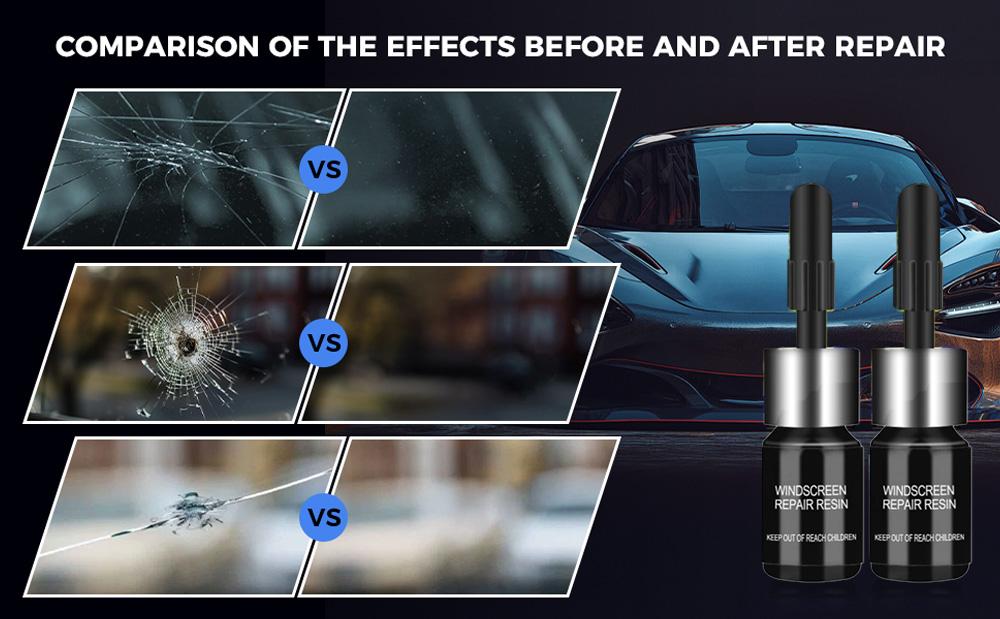 Windshield Crack Repair Kit, 2 Bottles Nano Glass Crack Repair Liquid Quick Windshield Repair for Chips and Cracks, Bulls-Eye and Star-Shaped Crack Windshield Crack Repair Kit, 2 Bottles Nano Glass Crack Repair Liquid Quick Windshield Repair for Chips and Cracks, Bulls-Eye and Star-Shaped Crack