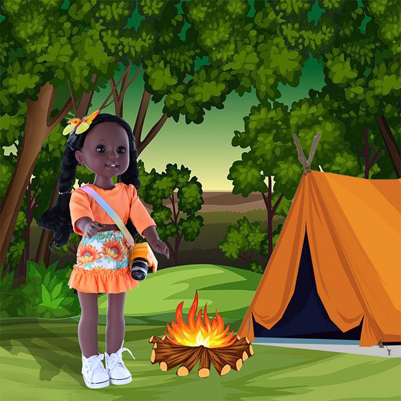 14.5 Inch Reborn Baby Doll  Fun Black Doll Baby Girl Doll and Clothes Set African Washable Realistic Silicone Girl Dolls -Best Gift for Girls