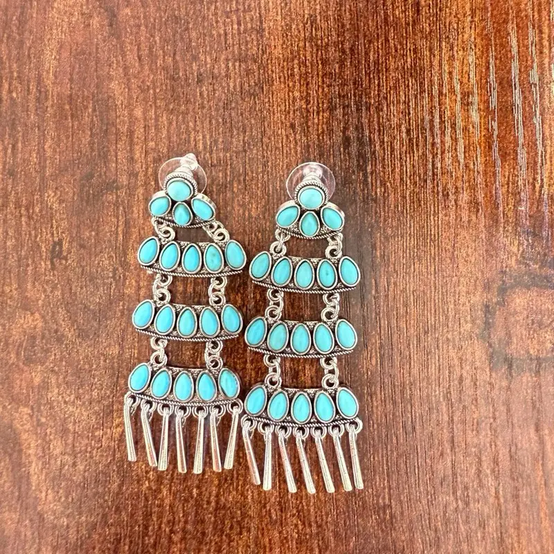Western Turquoise Dangle Earrings