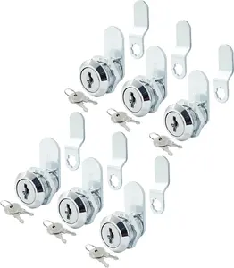 6 Pack Cabinet Locks with Key, 5/8" Cam Locks Keyed Alike, Tool Box Lock with Keys for Drawer File RV Tool Box, Zinc Alloy