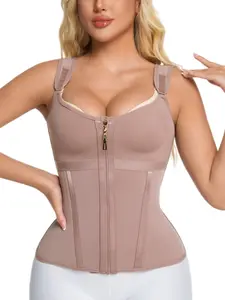 YZY Curve 1 Count Fajas Waist Sport Workout Colombian Shapewear with Zipper Bras,Slimmer Corset,  Suitable For Daily Yoga And Body Shaping Women's Solid Color Shapewear Top,Lady Tummy Control Waist Trainer