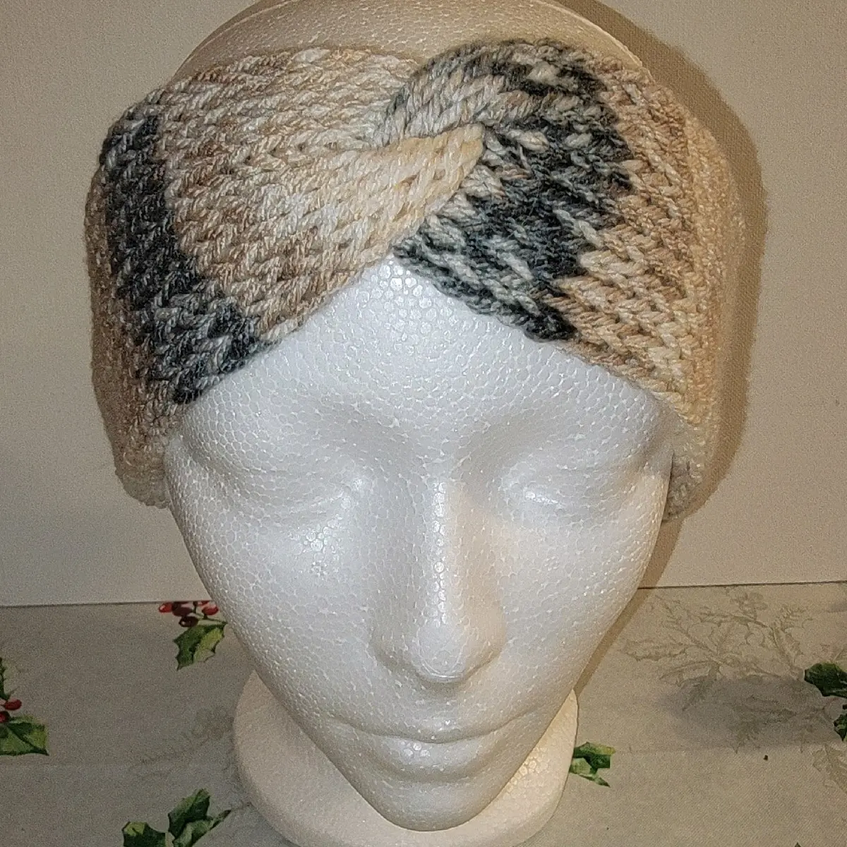 Slim Hand Knitted Twisted Headband Earwarmer