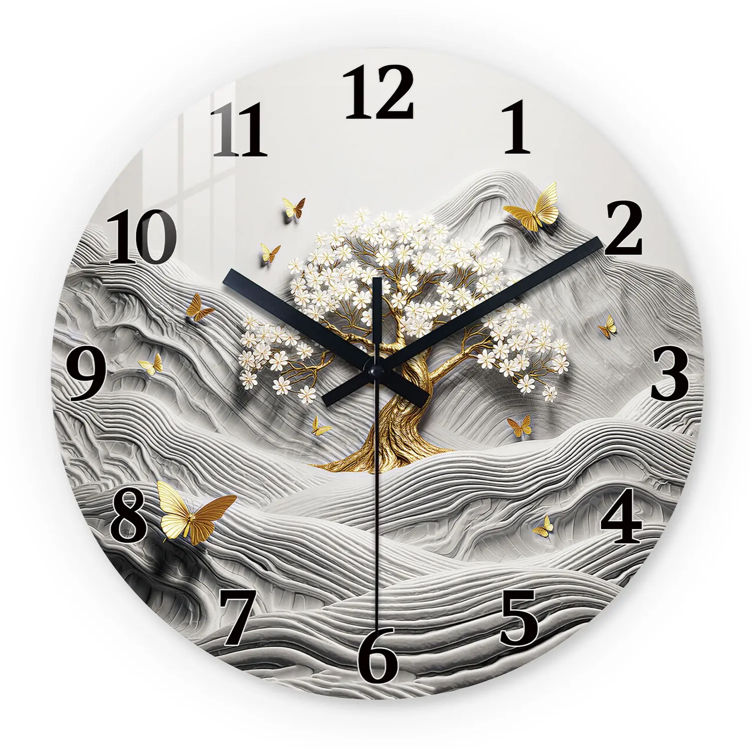 Wooden Wall Clock, Round, Butterfly, Silent Operation, Aa Battery Powered, Ideal for Living Room Bedroom Study Decor, Perfect Gift for Mother’s Day Easter, Decorative Wall Clock