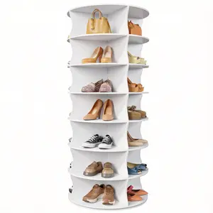 7-Tier Rotating Shoe Rack for Small Spaces White Shoe Storage Cabinet Organizer 360 Degree Spinning Shoe Rack for Entryway