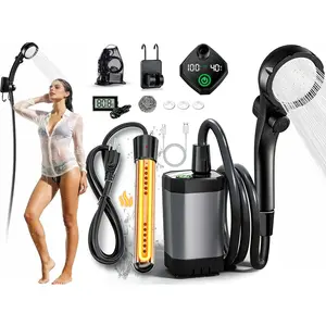 2026 Upgraded Portable Camping Shower with Heater, 2000W 3 Spray Modes Camping Water Heater, 6000mAh Rechargeable Camping Shower Pump with LED Display, Heated Outdoor Camp Shower for Car Travel