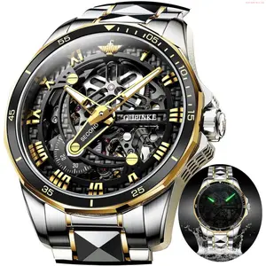 OLEVS Watch OLEVS Automatic Skeleton Mens Watches Luxury Wristwatch Mechanical Self-Winding Sapphire Crystal Tungsten Steel Watches 50M Waterproof Luminous No Battery Watches