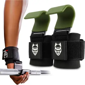 Weight Lifting Hooks (Pair) - Gym Wrist Straps with Steel Hooks for Weightlifting, Pull-Ups, Deadlifts, Strength , and  Workouts - Adjustable Neoprene Wrist Support