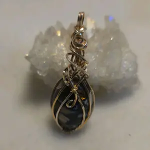 Jasper Pendant Wrapped in Gold Wire - Elegant Handcrafted Gemstone Jewelry for Women