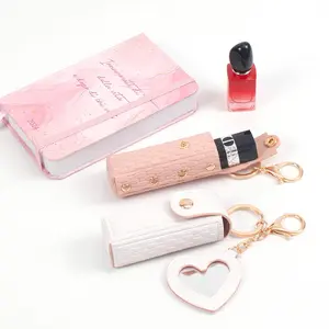 Portable lipstick bag, small makeup bag, snake-skin bag with keychain, mini lipstick storage bag with makeup mirror, plaid lightweight lipstick bag, small pendant gift