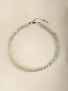 1PC Vintage Handmade Natural Stone Necklace For Women Natural Jade Beaded Choker Necklace Women,Suitable For Daily Wear