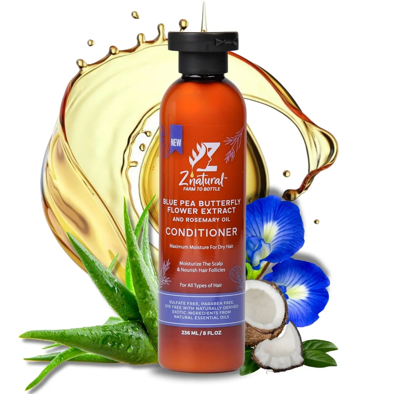 Blue Pea/Butterfly Pea Hair Conditioner – Maximum Moisture for Dry Hair | Deep Nourishing & Hydrating Conditioner | Ideal for Curly, Thick, and Dry Hair | Paraben-Free & Sulfate-Free