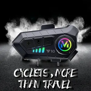 Y10 Motorcycle Helmet Headset Stereo Voice Control Bluetooth Hands Free Call  2000mAh With Ambient Light