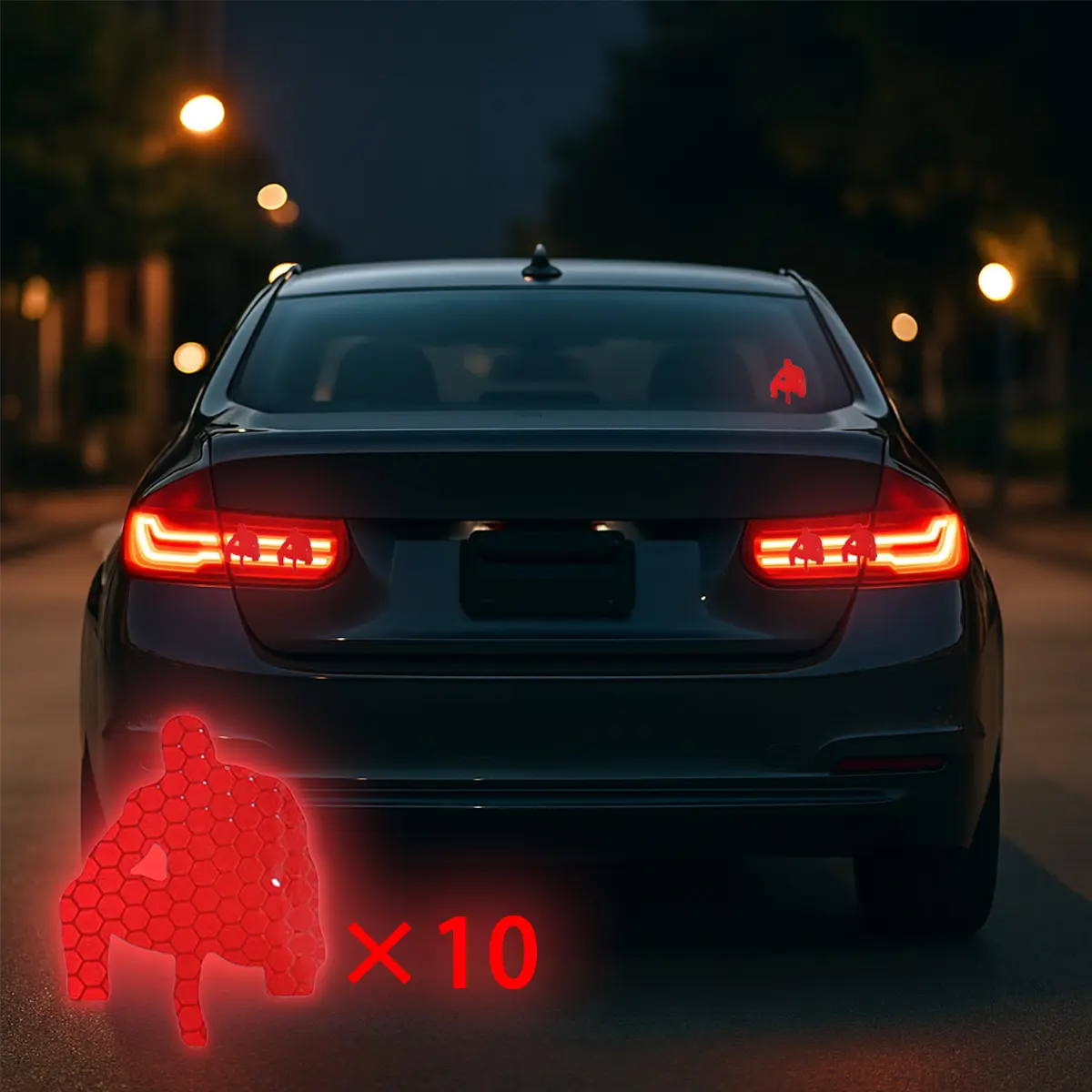 10-Pieces Funny Reflective Little Man Automotive Decals - Glueless, Water Resistant, Waterproof Safety Stickers for Car Tail Light, Bumper Exterior Decoration