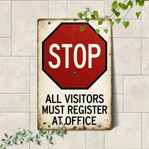 2D Flat - 2D1pc Aluminum Sign Ad Aluminum Skin Decorative Sign Red Octagonal with STOP Sign with Strong Metal Texture Retro Style Suitable for Home Decoration Living Room Bedroom Office Kitchen 20*30Cm/8*12Inch