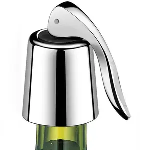 Stainless Steel Wine Bottle Stoppers, Reusable Wine Preserver and Decorative Sealer, Leakproof, Silver Color, 1/2 Pack
