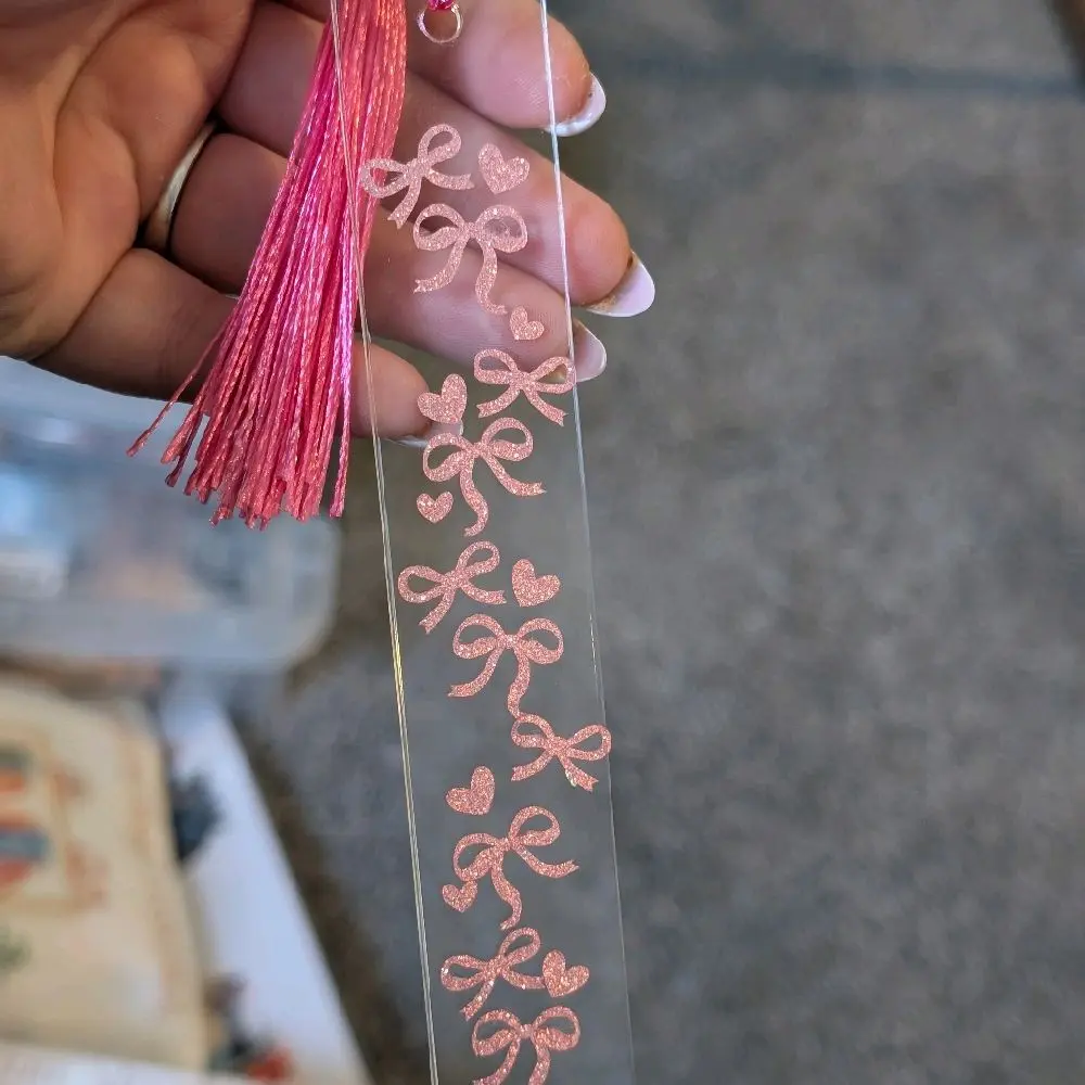 Pink Bow Acrylic Collectible Bookmark - Book-Inspired Office Stationery Page Marker, Book Accessory, Book-Inspired Bookmarks