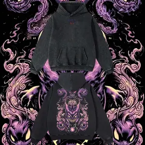 AnimeClothing Limited GENGAR - PKM#1 anime Hoodie Tshirt Acid Washed Heavyweight Cotton Tshirt, 100% Cotton retro Washed anime t-shirt, vintage streetwear tee, Y2K graphic top