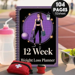 1. A weight loss plan and health diary, featuring a structured fitness plan, a daily exercise schedule for both men and women, a fitness tracker and progress record, and an office planner.