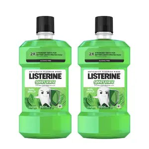 Listerine Alcohol-Free Kids Mouthwash, ADA Accepted with Sodium Fluoride for Cavity Protection, Mint Shield Flavor, 2 x 500 mL Oral