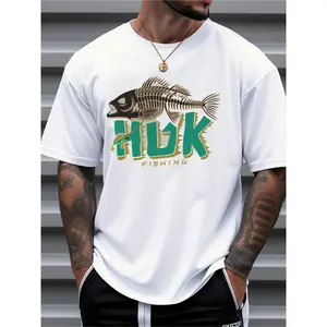 HUK Men's Fishing Graphic T-Shirt - Loose Fit Short Sleeve Casual Tee with Fish Print, Breathable for Outdoor Sports & Summer Wear, Machine Washable, Fishing Shirt, Active Lifestyle Apparel Menswear  Streetwear Round Neck Tropical Shortsleeve Tshirt