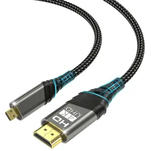 Micro HDMI to HDMI cable 6.56FT,4K@60HZ 3D 1080P Type D to A adapter cable supports Ethernet,3D,HDR and ARC,Micro HDMI to HDMI compatible with Raspberry Pi 5/4,cameras A6300 A6400,Hero,Yoga,ODROID etc