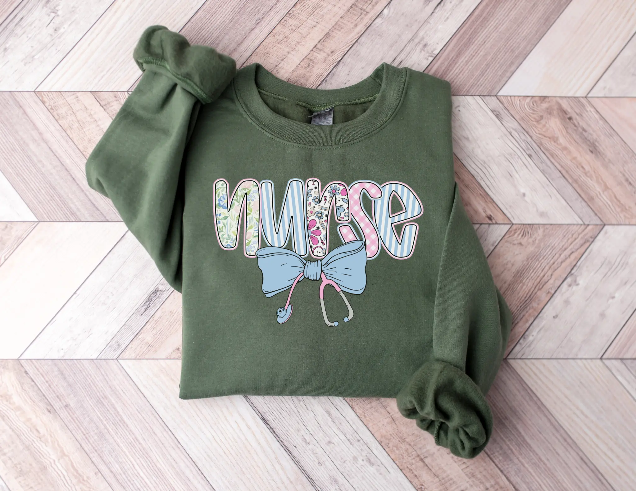 Coquette Pink Nurse Sweatshirt, Medical Professional Gift, Stethoscope Cute Apparel, Warm Pullover, Healthcare Worker Jumper, Blush Pink