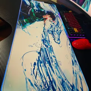 Tanjiro Demon Slayer RGB Anime Desk Mat MousePad 31.5”X 11.8” with 11 Lighting Modes - Perfect for Gaming and Professionals
