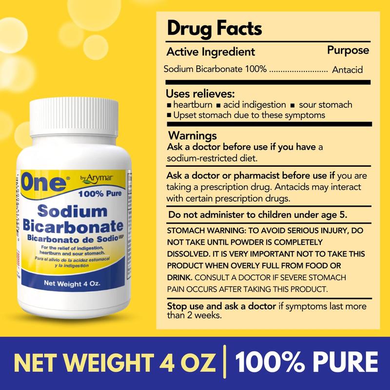 Arymar Pure Sodium Bicarbonate Powder 4 fl oz (Pack of 3) - Natural Baking Soda