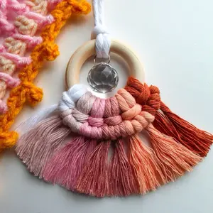 Multicolor Suncatcher Car Charm | Boho Macrame Fringe Charm | Rainbow Charm | Car Accessories | Home Decor | Gift for Her | Recycled Cotton