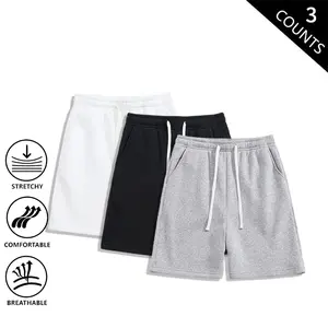 Men’s 3-Pack Lightweight Summer Loose Versatile Sporty Casual Bermuda Shorts/Mid-Length Shorts – American Vintage Style