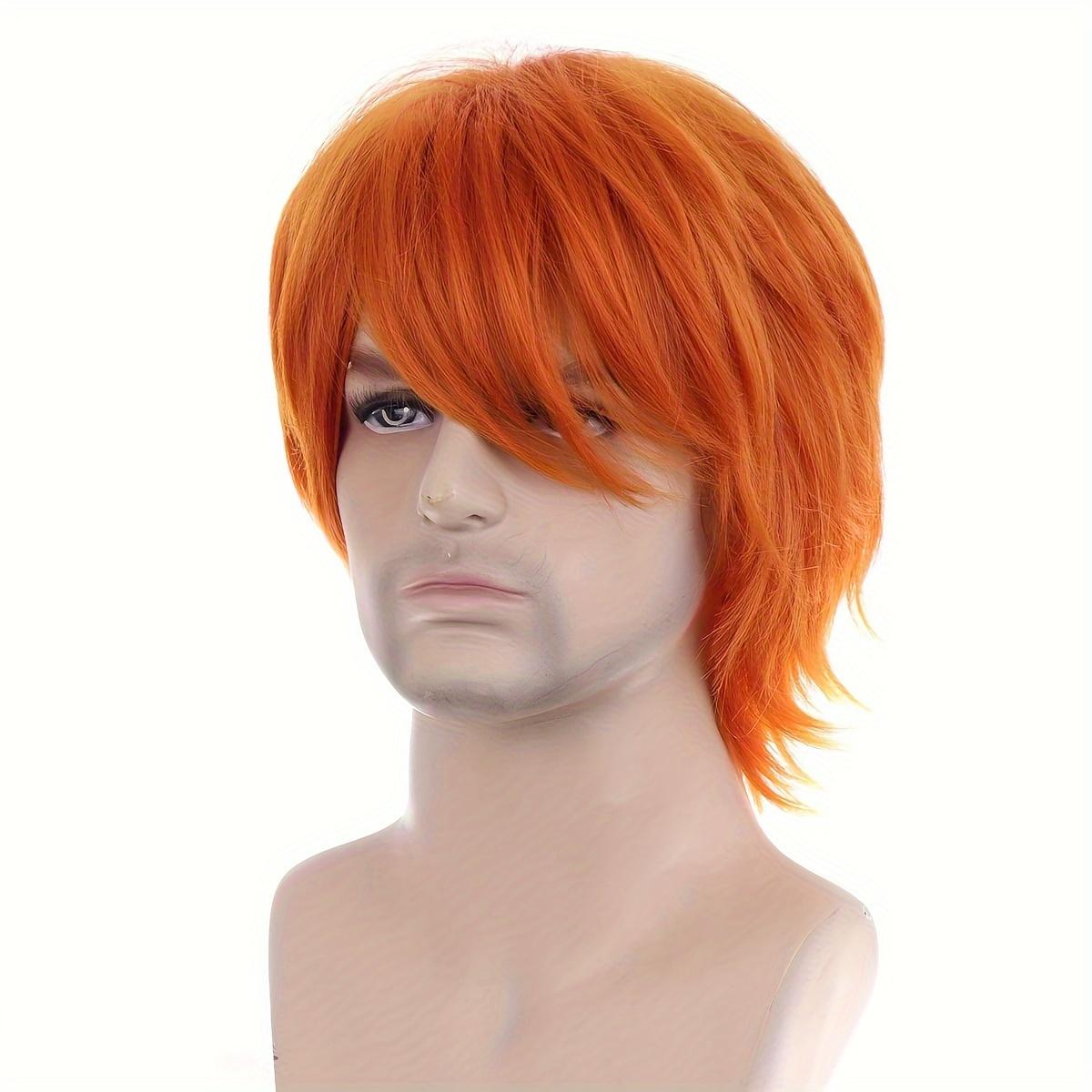 12-Inch Full Cosplay Wig Suitable for Both Men And Women, Featuring a Spiky Design in Green, Orange, Black, White, And Blue