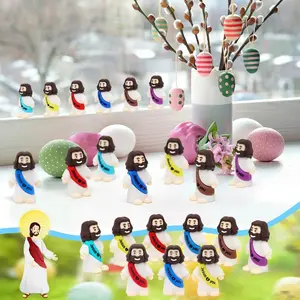 100 PCS Mini Jesus Figures  DecorEaster Egg Stuffers Cute Jesus Ornaments Toys Religious Party Favors, Sunday School Baptism Gift Easter Egg Stuffers Home Office Decoration ,OutdoorFun Decor Multicolor
