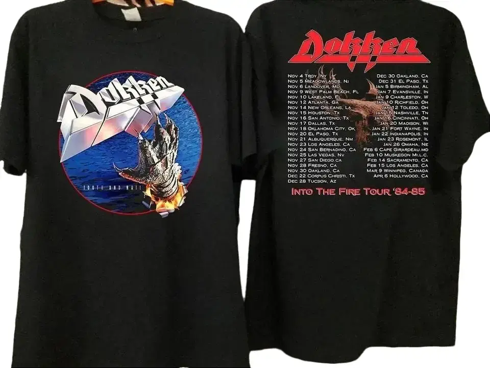 Dokken Tooth and Nail Into The Fire Tour '84-85 T-Shirt, Dokken Tour 1984 T-ShirT