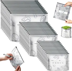 30 packs - Reusable aluminum foil vertical storage bags, used for preserving and storing food, which can keep vegetables, fruits and meats fresh in the refrigerator - Reusable sealed bags for packaging, facilitating organization and tidiness