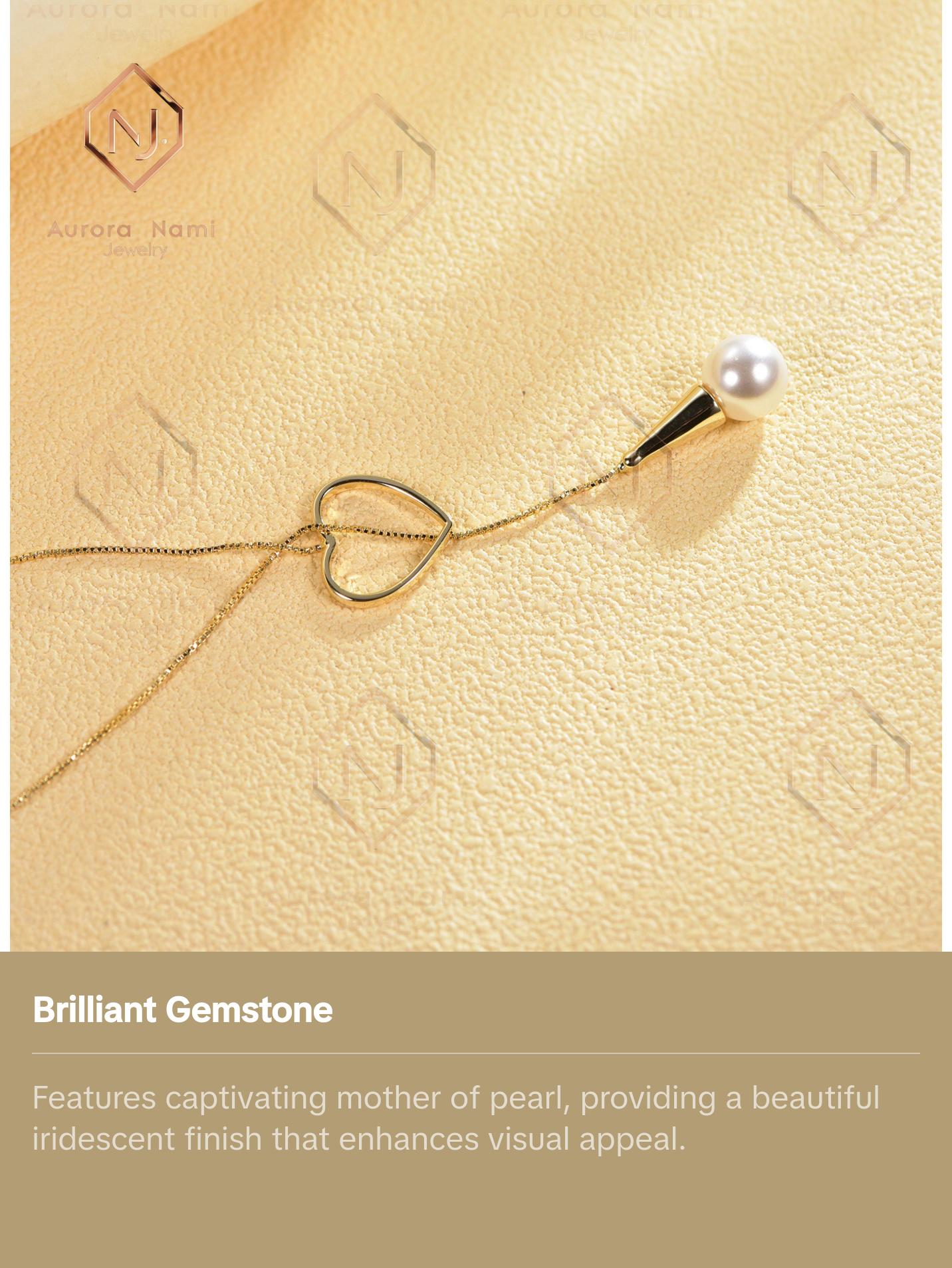 Heart with Mother of Pearl Hoop Drop Necklace