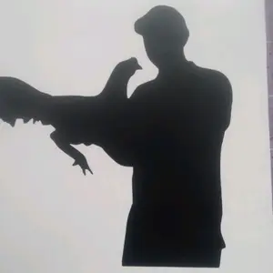 Gamefowl Handler Decal #2 for Cars or Trucks - Silhouette Design Featuring Gamefowl and Handler
